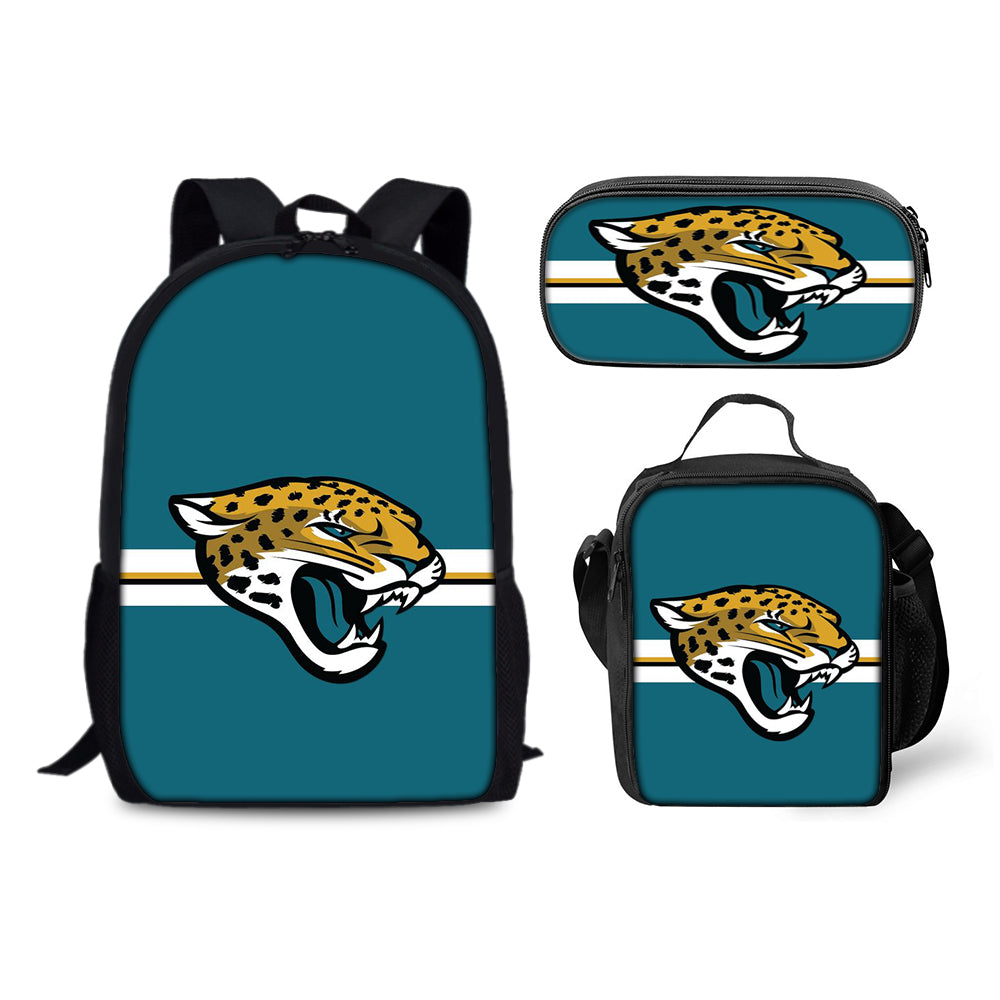 Jacksonville Jaguars Football Team Backpack Schoolbag Lunch Bag Pencil Bag for Kids Students 3PCS