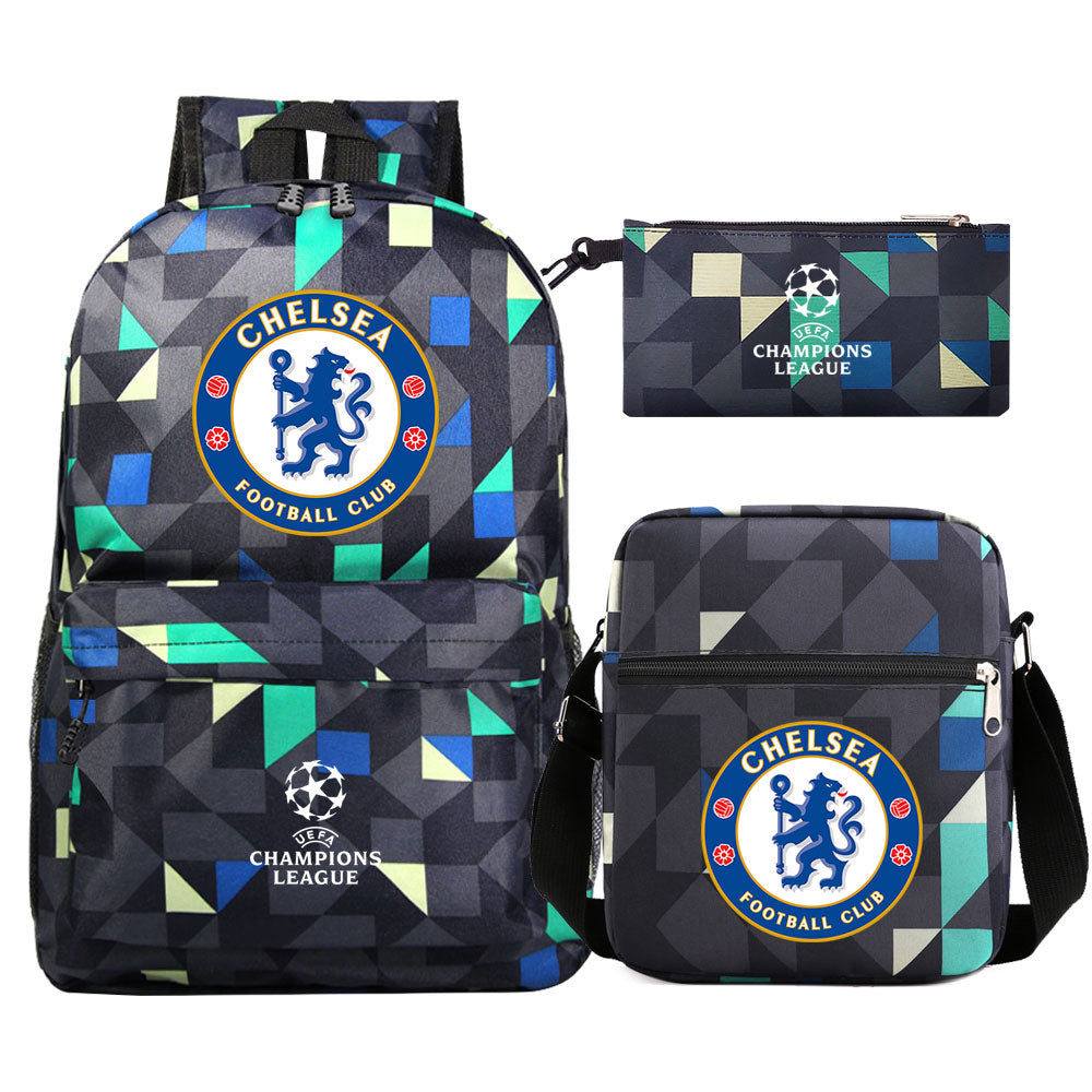 Chelsea Football Club Schoolbag Backpack Shoulder Bag Pencil Bag 3pcs set for Kids Students