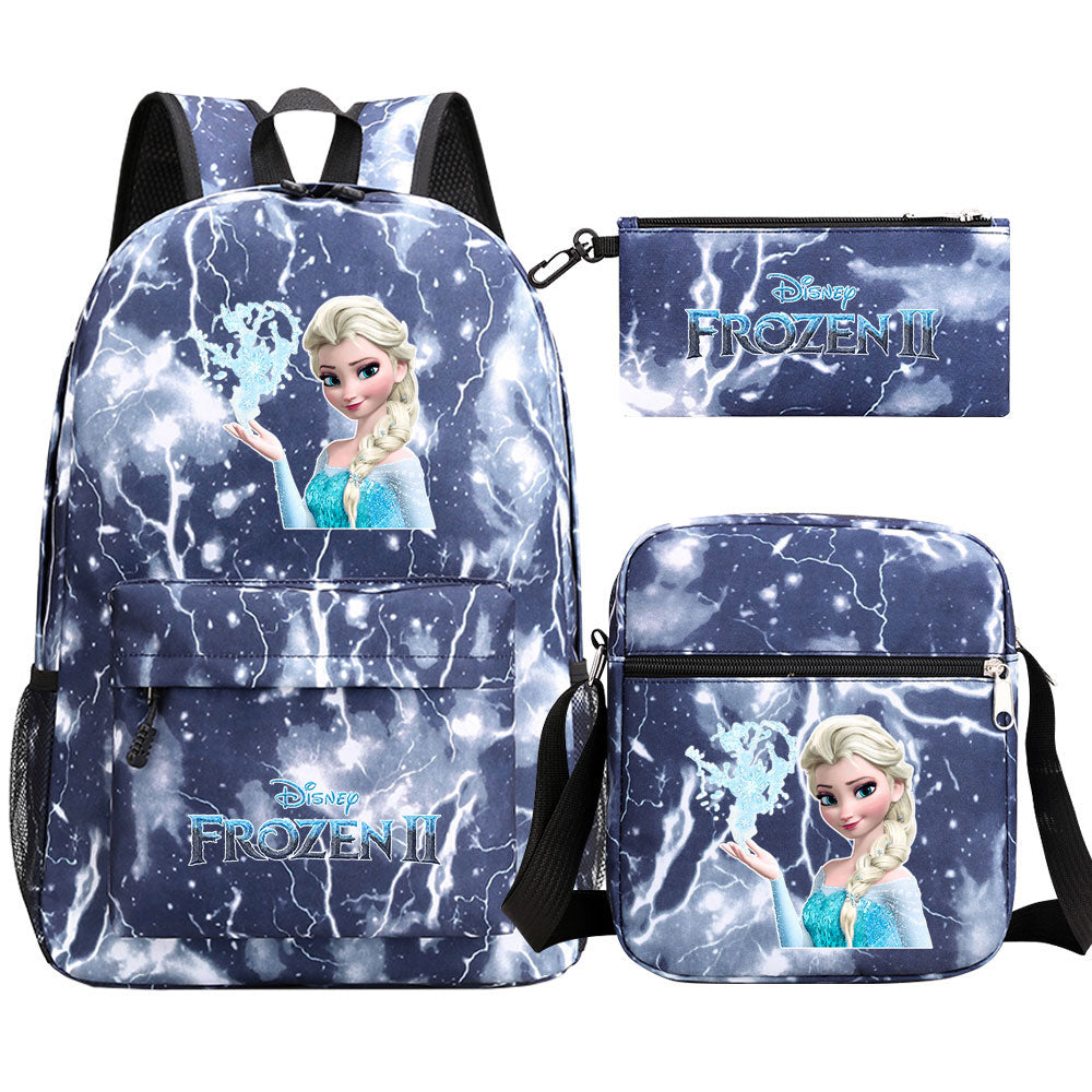 Frozen Elsa Anna Princess  Printed Schoolbag Backpack Shoulder Bag Pencil Bag 3pcs set for Kids Students