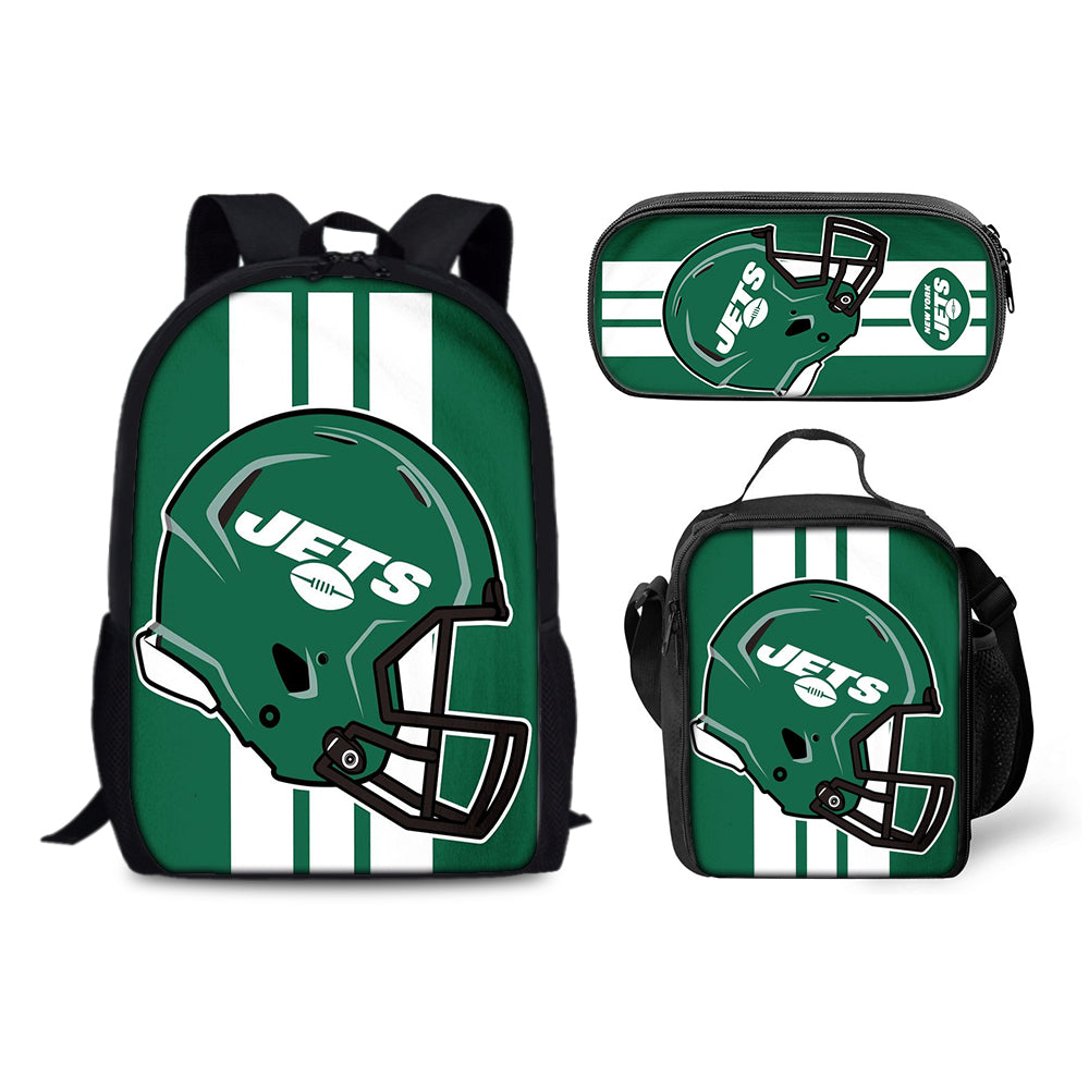 New York Jets Football Team Backpack Schoolbag Lunch Bag Pencil Bag for Kids Students 3PCS