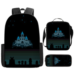 Undertale Full Printed Backpack Schoolbag Travel Notebook Bag Lunch Bag Pencil Bag for Kids Students 3PCS