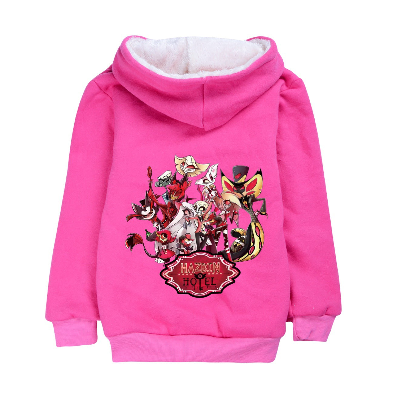 Hazbin Hotel Superstar Sherpa Lined Hoodie Fleece Sweatshirt Full Zip Hooded Jacket for Kids