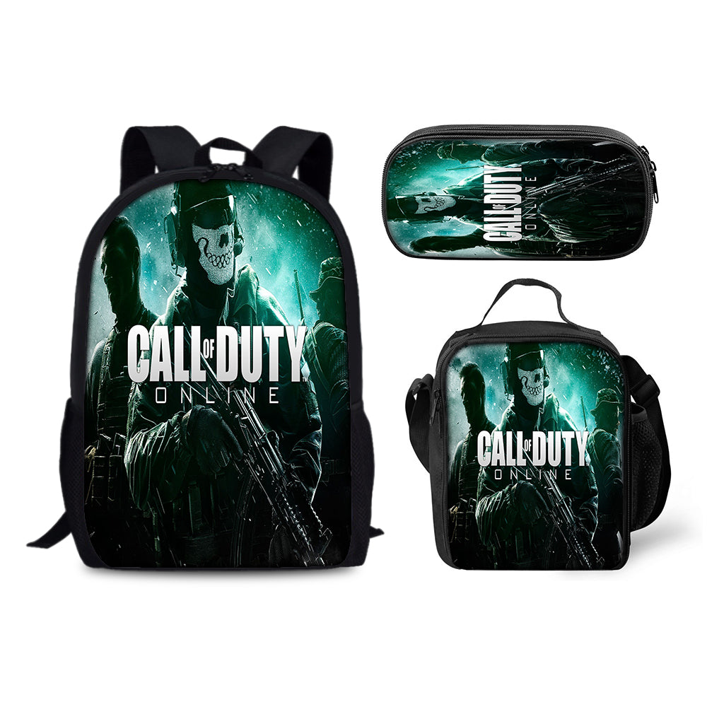 Call of Duty Backpack Schoolbag Lunch Bag Pencil Bag for Kids Students 3PCS