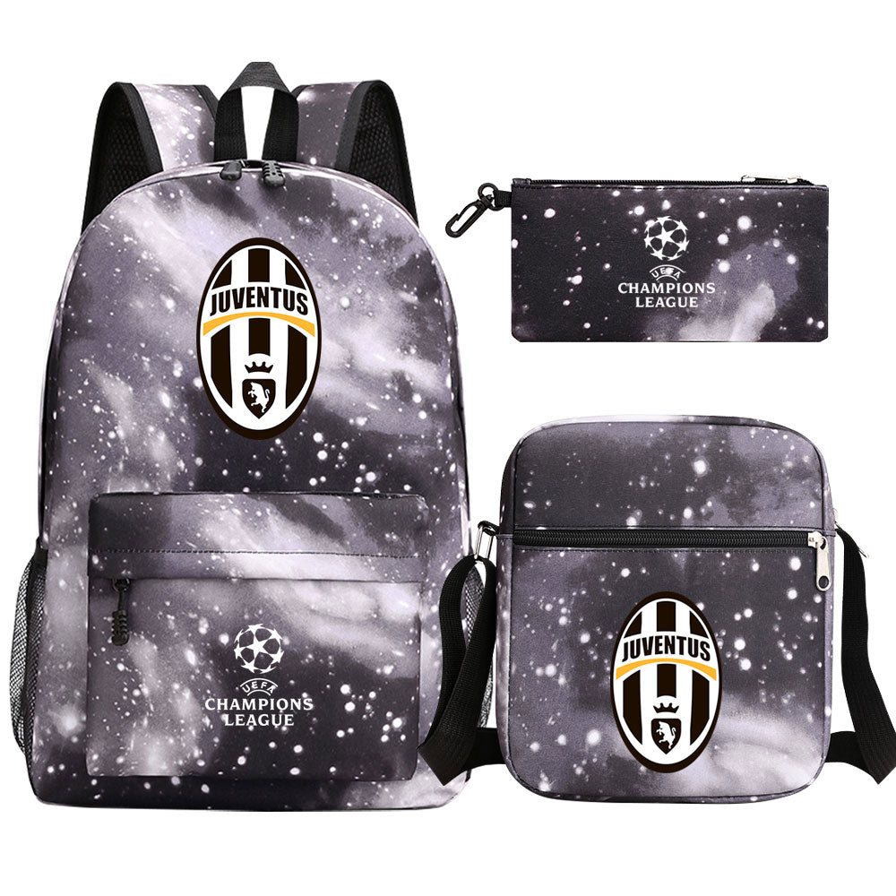 Juventus Football Club Schoolbag Backpack Shoulder Bag Pencil Bag 3pcs set for Kids Students