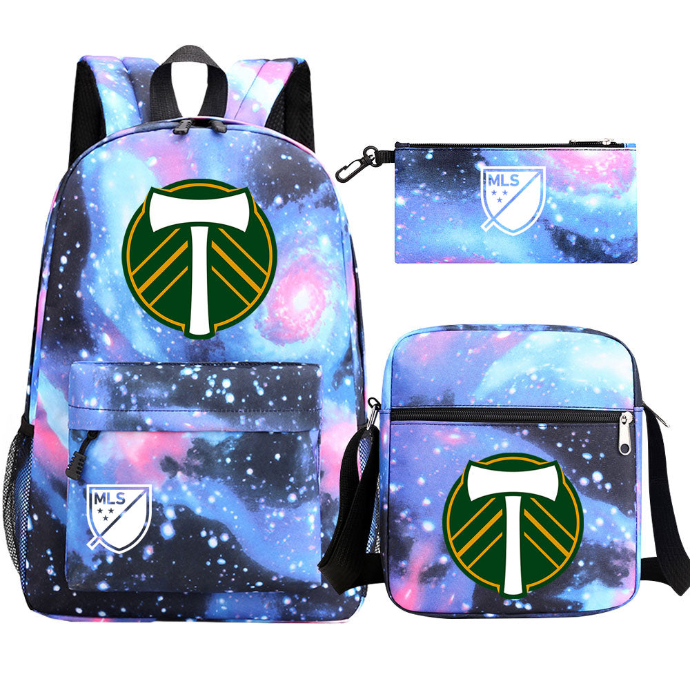 Portland Soccer Timbers Printed Schoolbag Backpack Shoulder Bag Pencil Bag 3pcs set for Kids Students