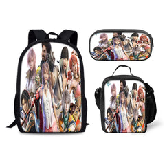 Final Fantasy Backpack Schoolbag Lunch Bag Pencil Bag for Kids Students 3PCS