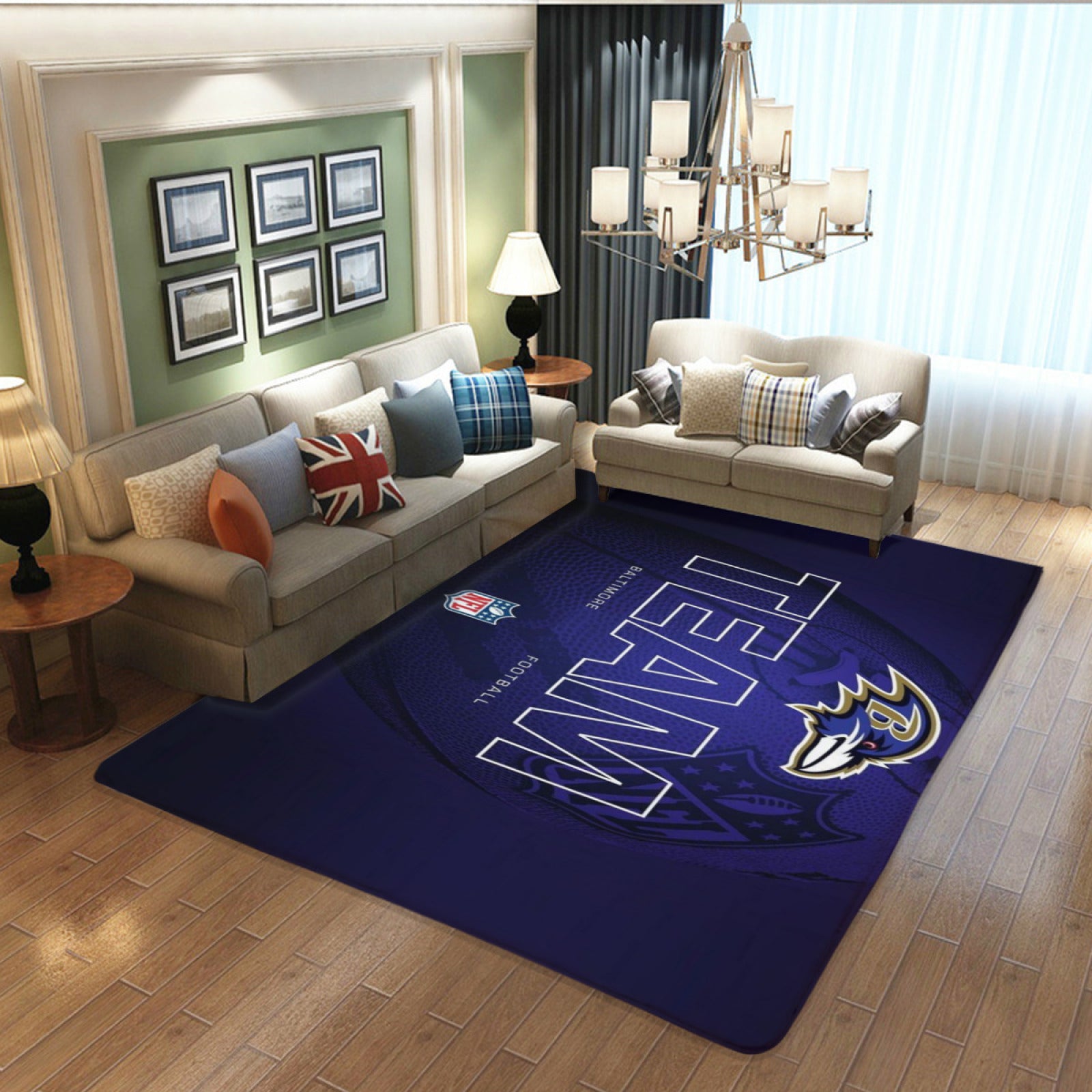 Baltimore Rugby Ravens Rugs Bedroom Living Room Bathroom Carpet Mat Rug