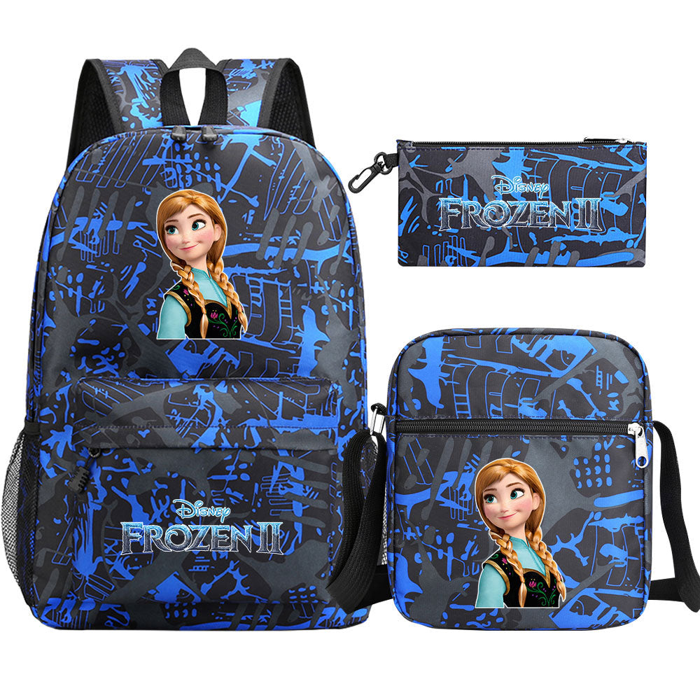 Frozen Elsa Anna Princess  Printed Schoolbag Backpack Shoulder Bag Pencil Bag 3pcs set for Kids Students