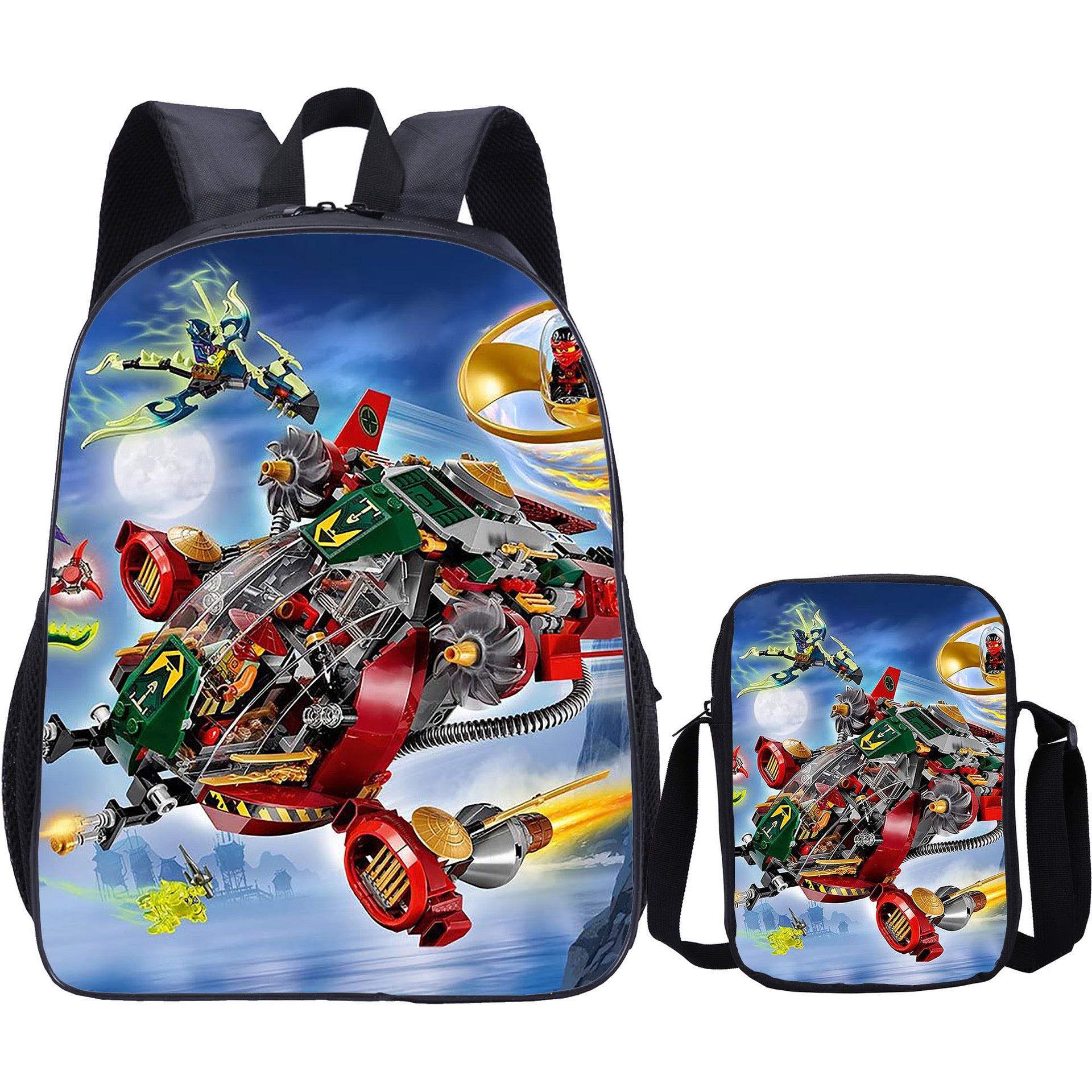 LEGO Ninjago Backpack Schoolbag Lunch Bag Pencil Bag for Kids Students 3PCS