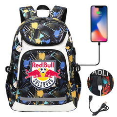Salzburg Football Club USB Charging Backpack School Notebook Travel Bags