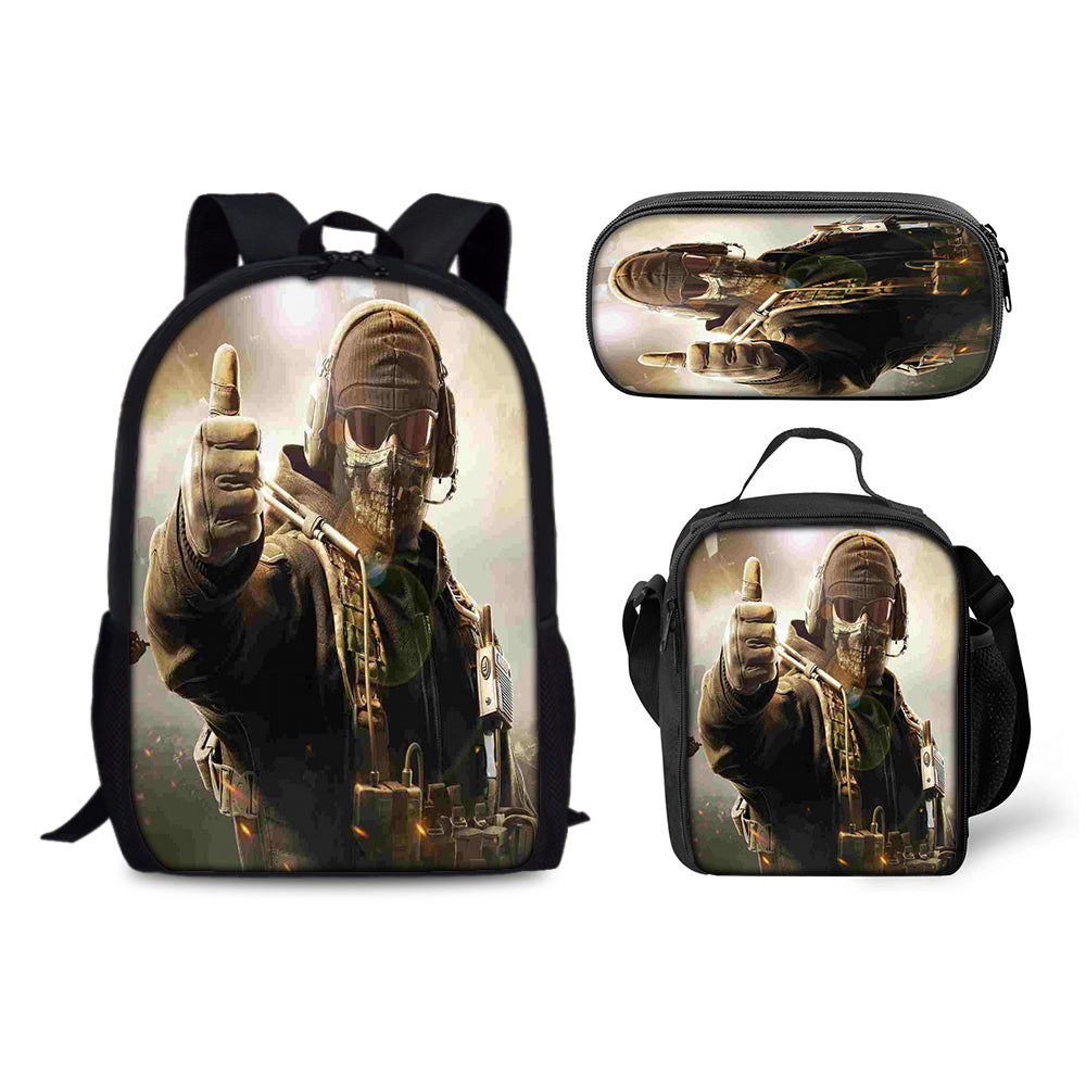 Call of Duty Backpack Schoolbag Lunch Bag Pencil Bag for Kids Students 3PCS