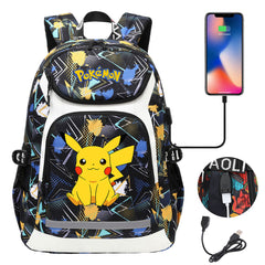 Pikachu USB Charging Backpack School Notebook Travel Bags