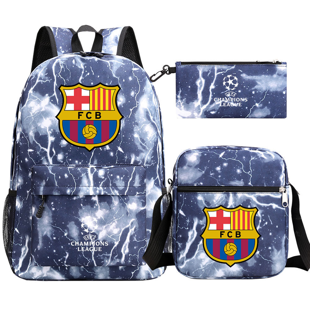Barcelona Football Club Schoolbag Backpack Shoulder Bag Pencil Bag 3pcs set for Kids Students