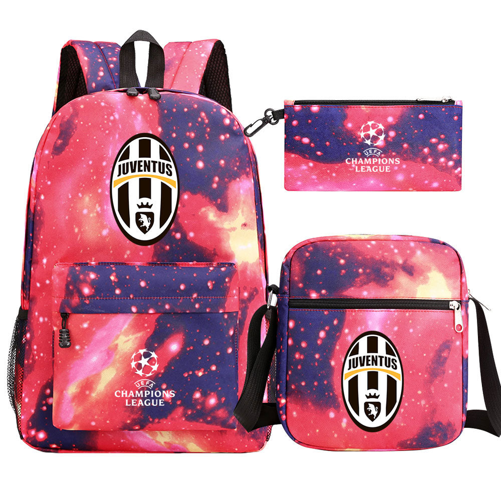 Juventus Football Club Schoolbag Backpack Shoulder Bag Pencil Bag 3pcs set for Kids Students