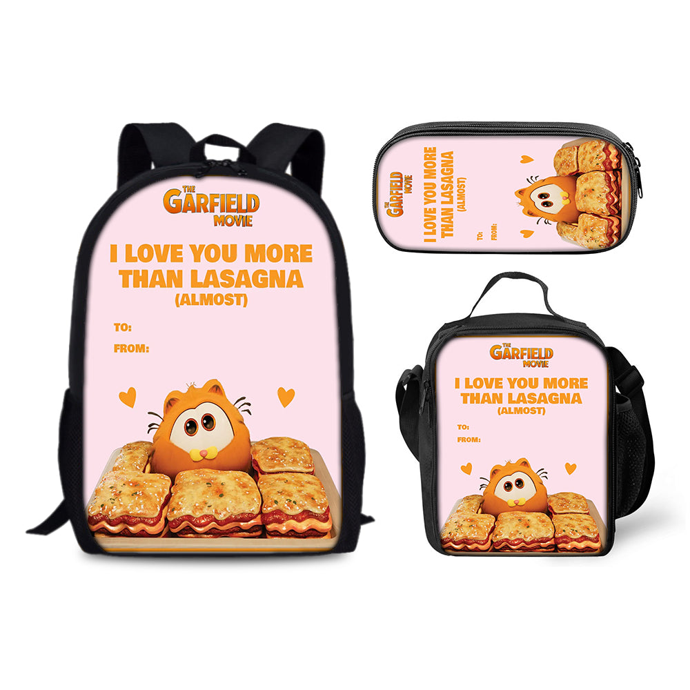 Garfield Backpack Schoolbag Lunch Bag Pencil Bag for Kids Students 3PCS