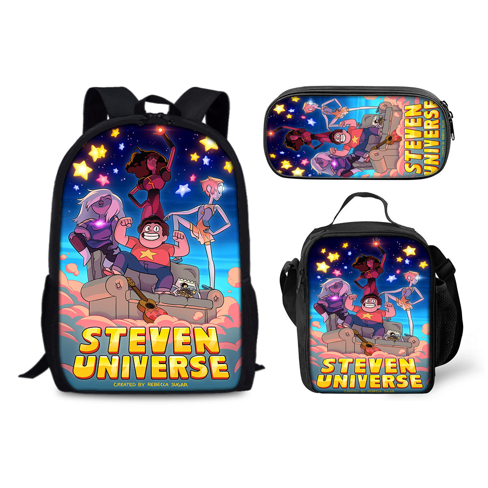 Steven Universe Backpack Schoolbag Lunch Bag Pencil Bag for Kids Students 3PCS