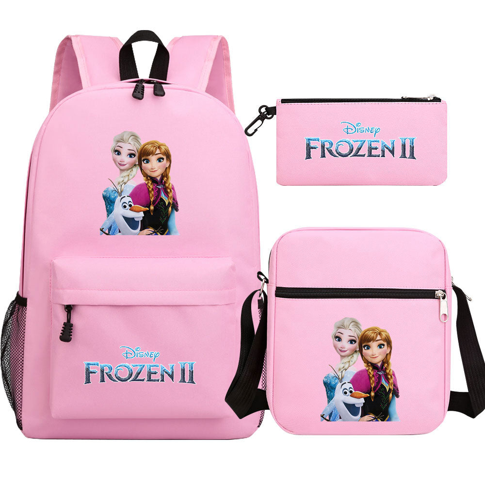 Frozen Elsa Anna Princess  Printed Schoolbag Backpack Shoulder Bag Pencil Bag 3pcs set for Kids Students