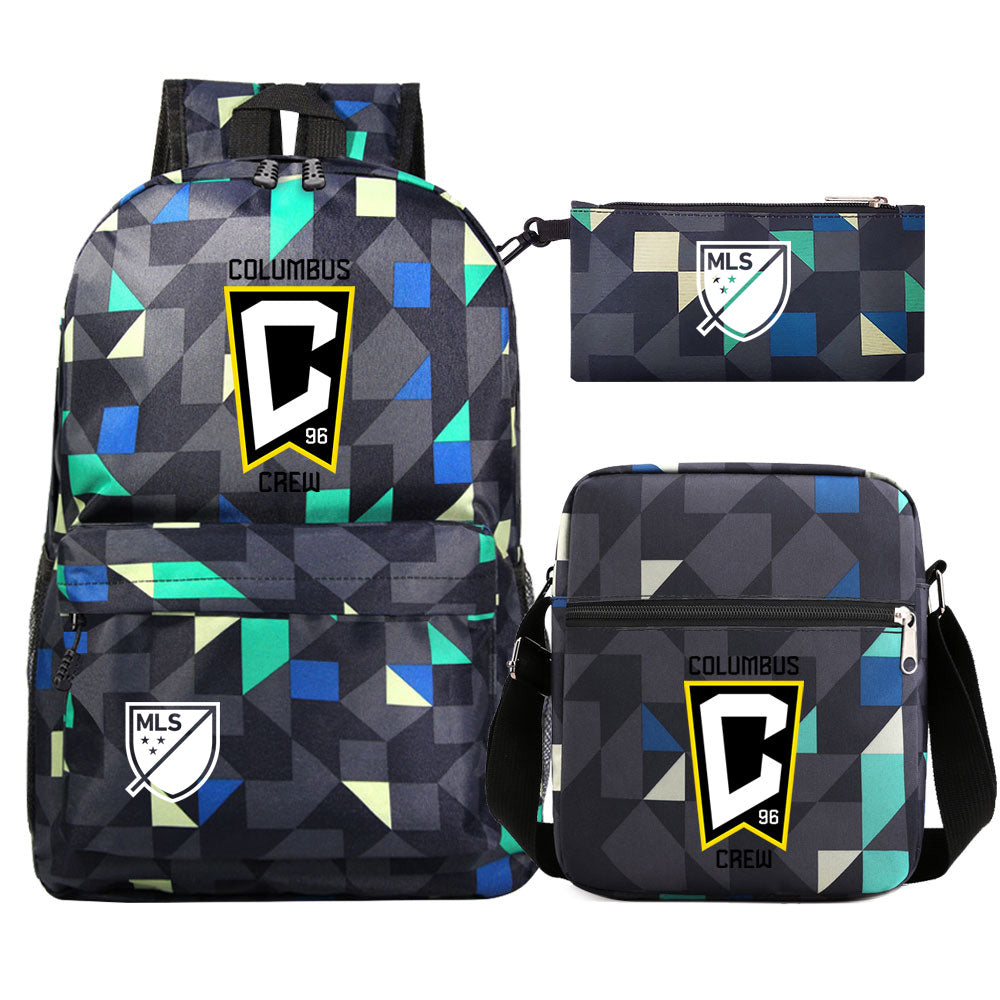 Columbus Soccer Crew 3D Printed Schoolbag Backpack Shoulder Bag Pencil Bag 3pcs set for Kids Students