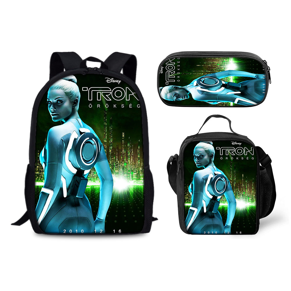 Tron Legacy Backpack Schoolbag Lunch Bag Pencil Bag for Kids Students 3PCS