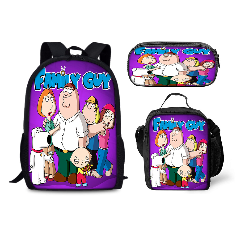 Family Guy Backpack Schoolbag Lunch Bag Pencil Bag for Kids Students 3PCS