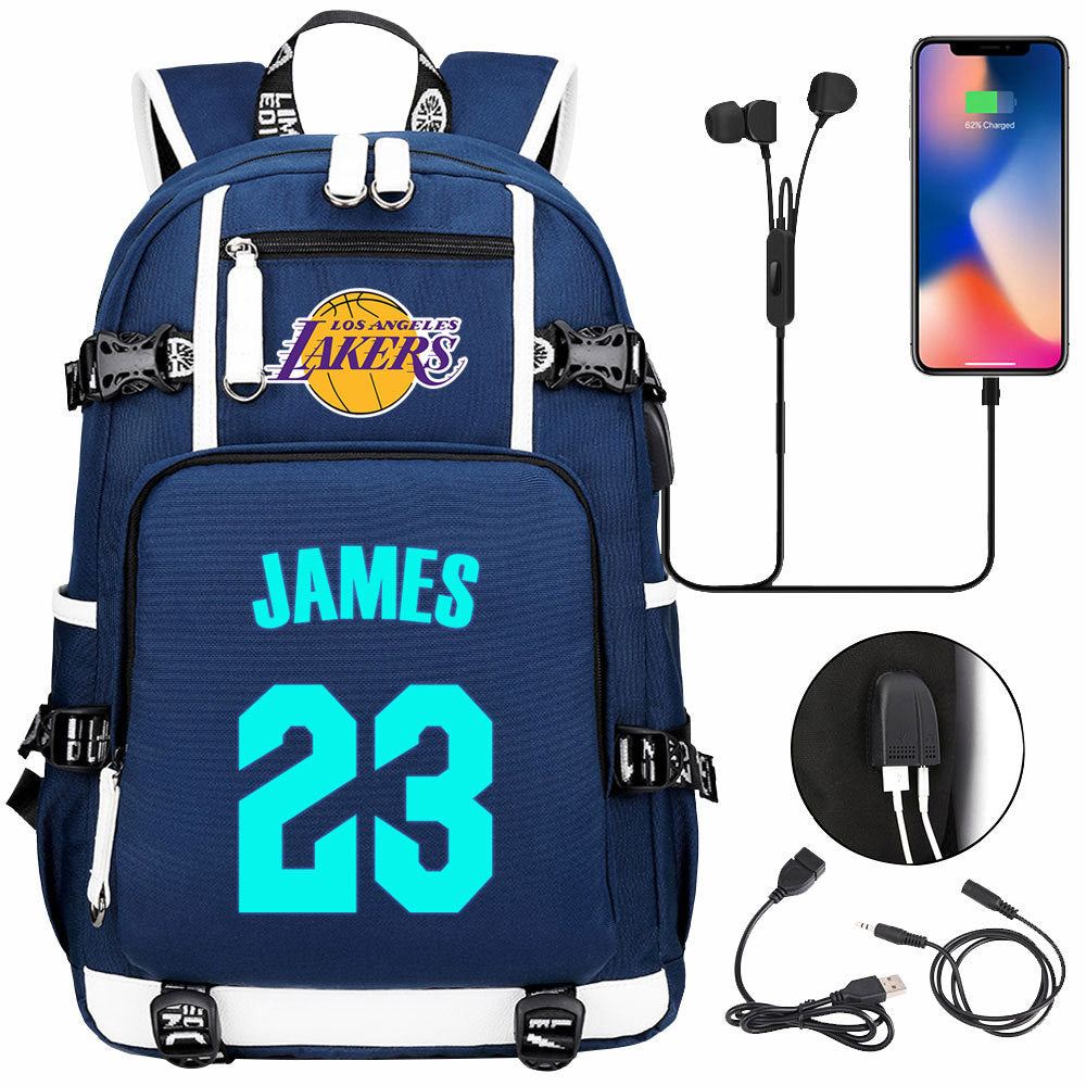 Kobe Black Mamba Curry Bucks USB Charging Backpack School Notebook Travel Bags Basketball Bag