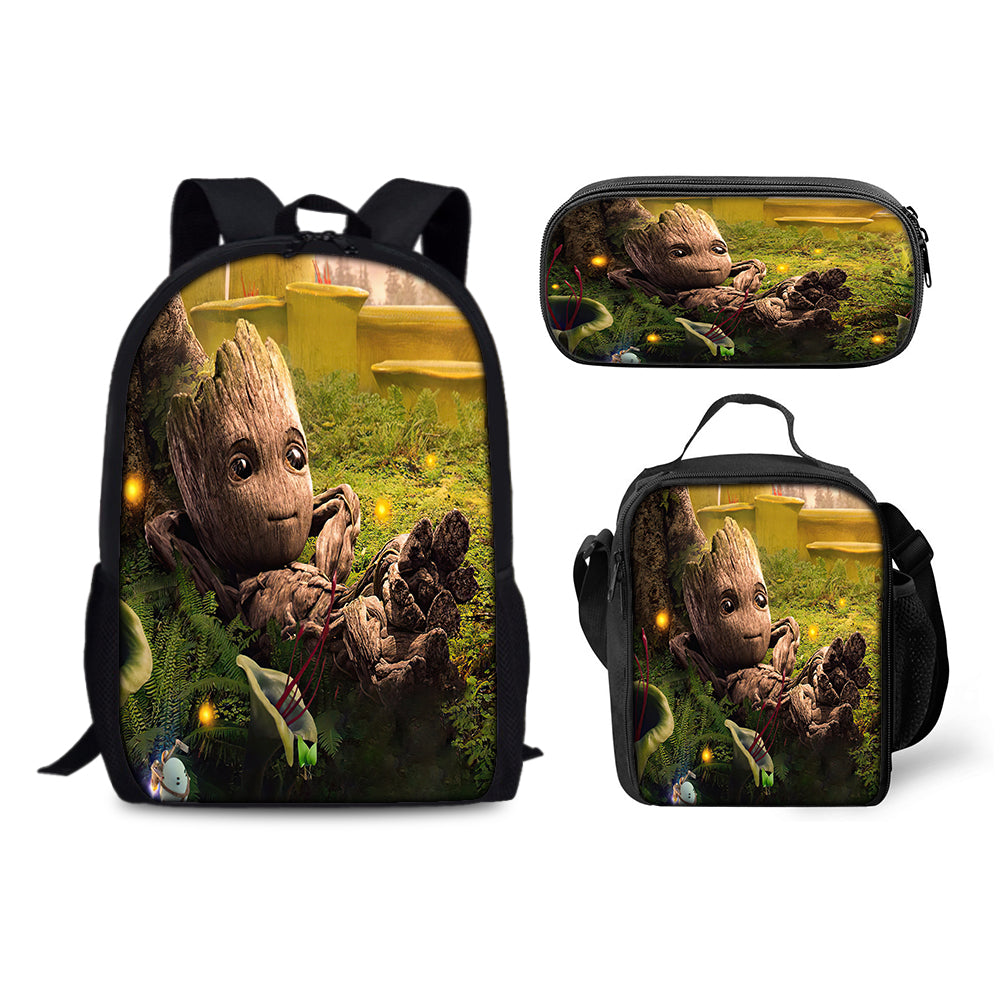 I AM Groot Backpack Schoolbag Lunch Bag Pencil Bag for Kids Students 3PCS