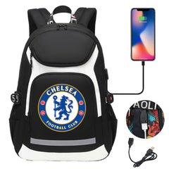 Chelsea Football Club USB Charging Backpack School Notebook Travel Bags
