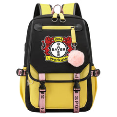 Bayer 04 Leverkusen Football Club Waterproof Backpack School Notebook Travel Bags USB Charging