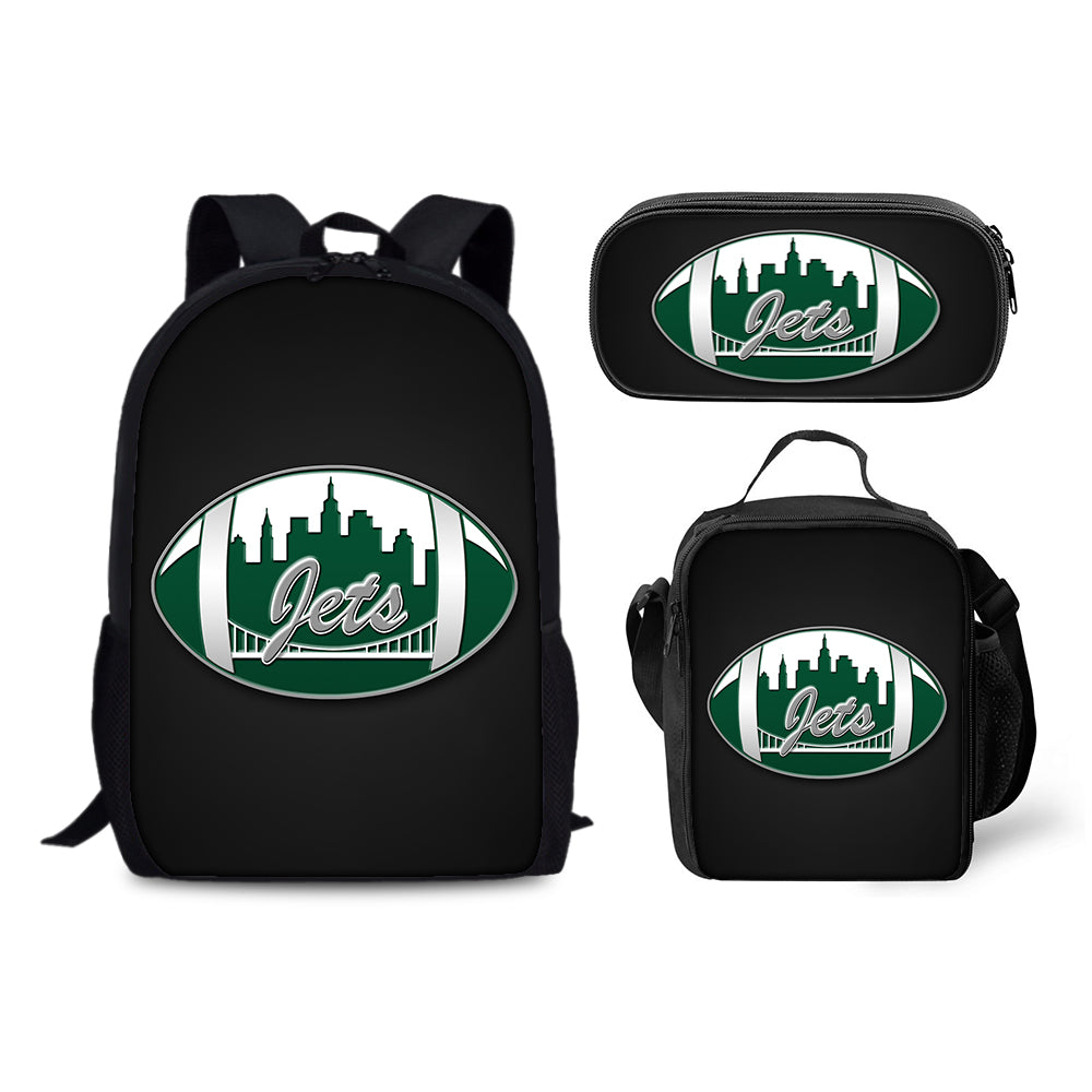 New York Jets Football Team Backpack Schoolbag Lunch Bag Pencil Bag for Kids Students 3PCS