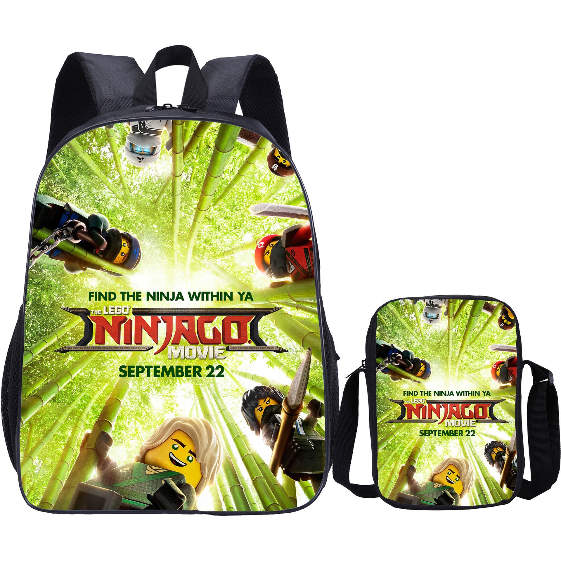 LEGO Ninjago Backpack Schoolbag Lunch Bag Pencil Bag for Kids Students 3PCS