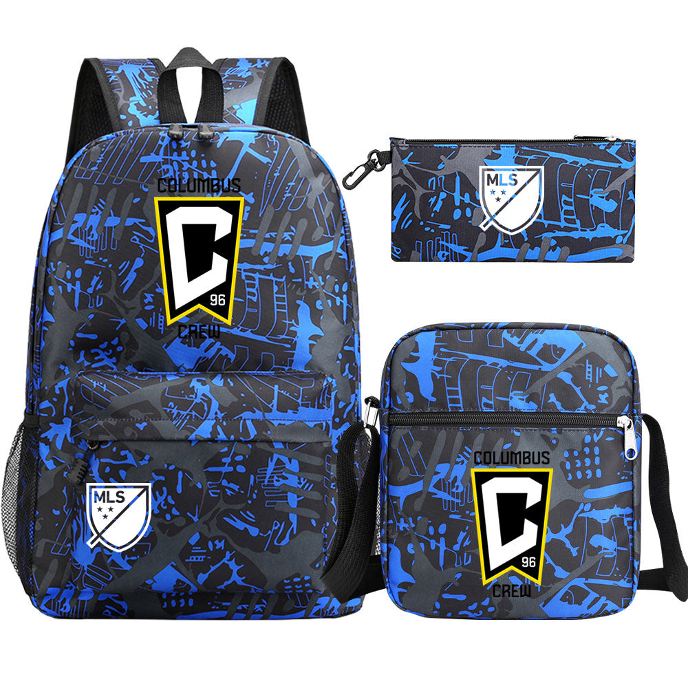 Columbus Soccer Crew 3D Printed Schoolbag Backpack Shoulder Bag Pencil Bag 3pcs set for Kids Students