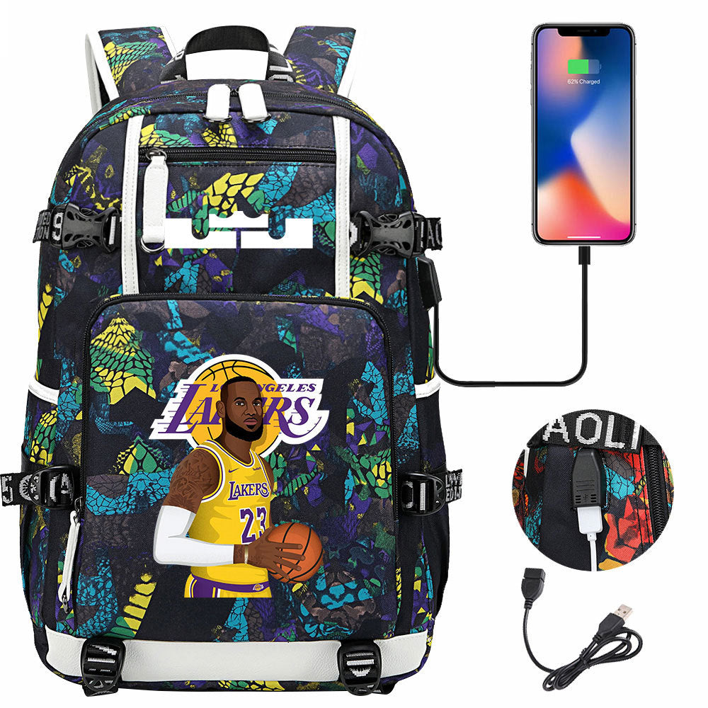Kobe Black Mamba Curry Bucks Antetokounmpo USB Charging Backpack School Notebook Travel Bags Basketball Bag