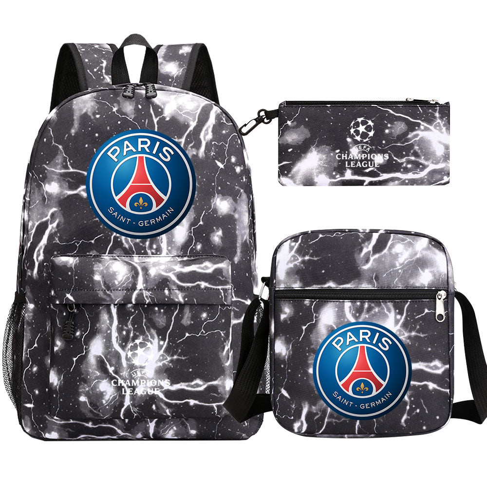 Paris Saint Germain Football Club Schoolbag Backpack Shoulder Bag Pencil Bag 3pcs set for Kids Students