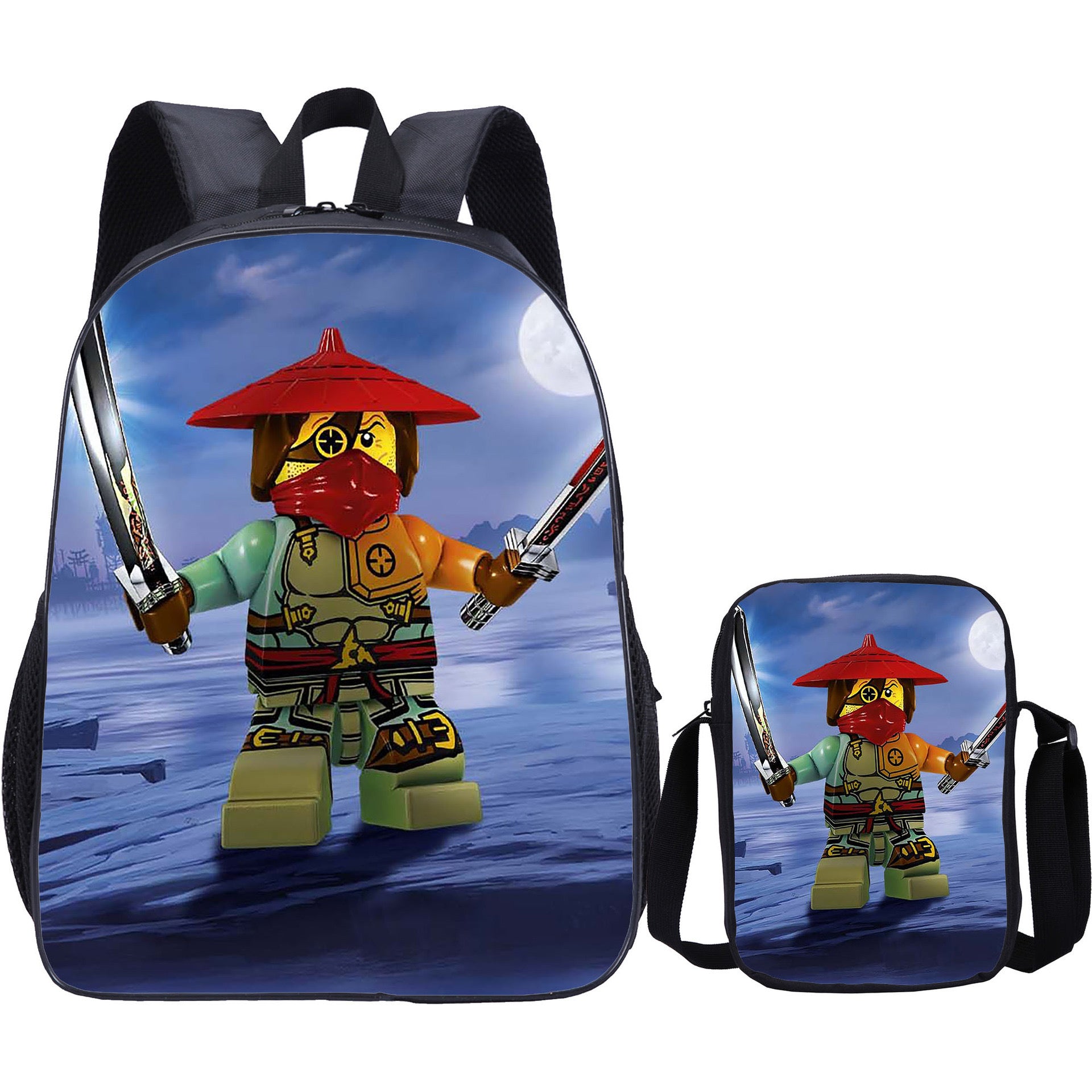 LEGO Ninjago Backpack Schoolbag Lunch Bag Pencil Bag for Kids Students 3PCS