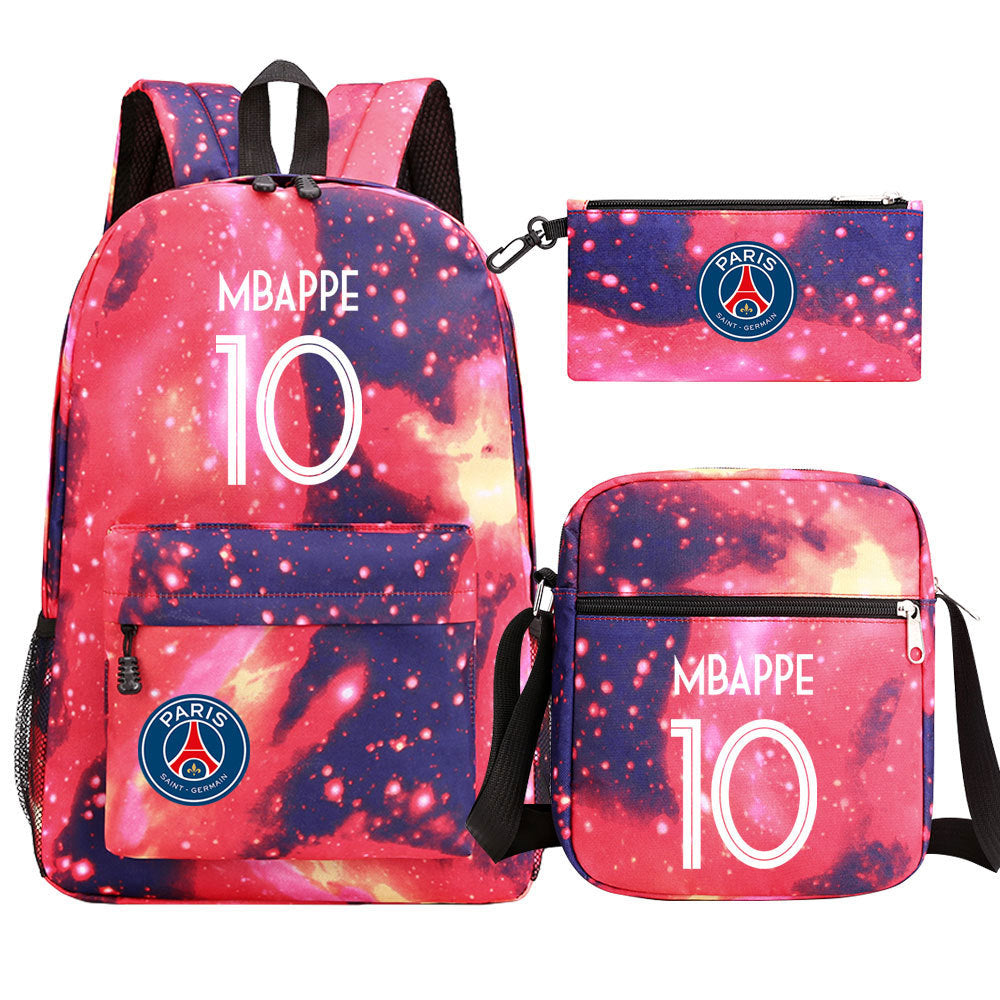 Football Paris Mbappe Schoolbag Backpack Shoulder Bag Pencil Bag Set Gift for Kids Students