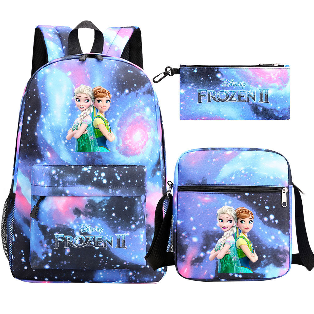 Frozen Elsa Anna Princess  Printed Schoolbag Backpack Shoulder Bag Pencil Bag 3pcs set for Kids Students