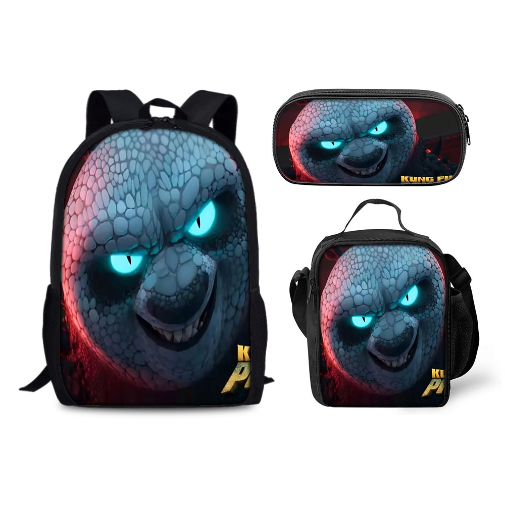 Kung Fu Panda Backpack Schoolbag Lunch Bag Pencil Bag for Kids Students 3PCS