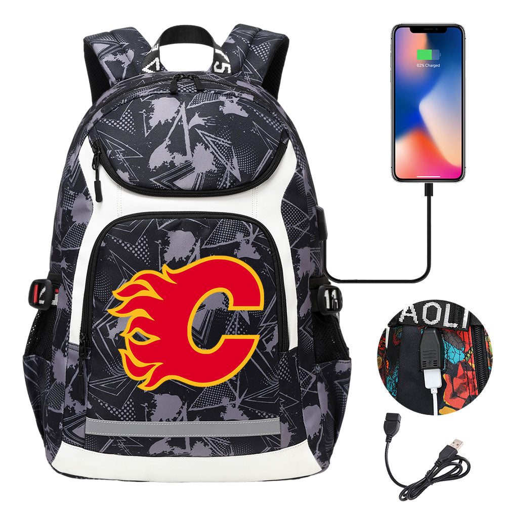 San Jose Sharks Nashville Predators Calgary Flames St. Louis Blues Minnesota wild USB Charging Backpack School Notebook Travel Bags