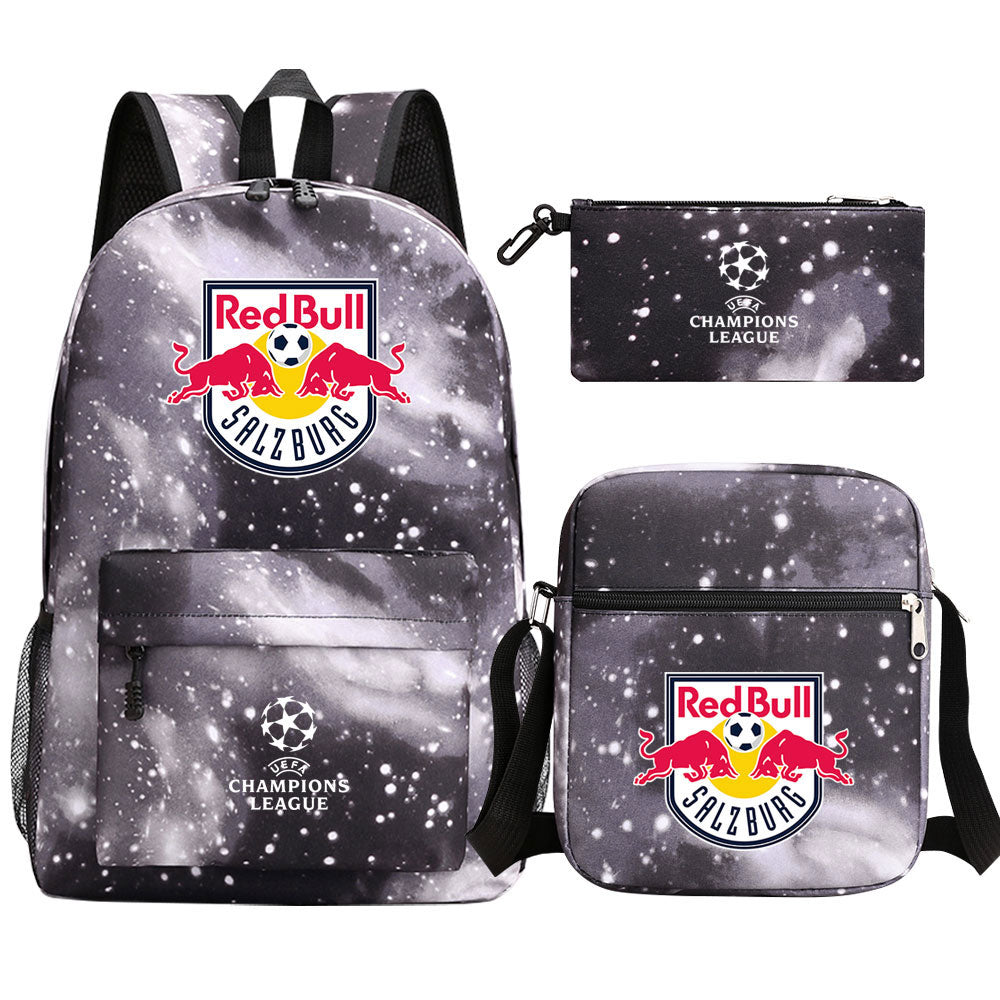 Salzburg Football Club Schoolbag Backpack Shoulder Bag Pencil Bag 3pcs set for Kids Students