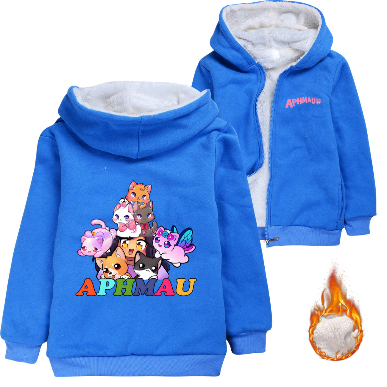 Aphmau Sherpa Lined Hoodie Fleece Sweatshirt Full Zip Hooded Jacket for Kids