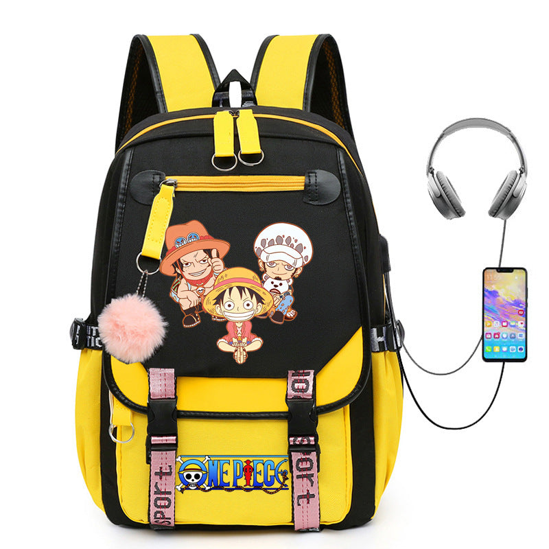 One Piece Waterproof Backpack School Notebook Travel Bags USB Charging