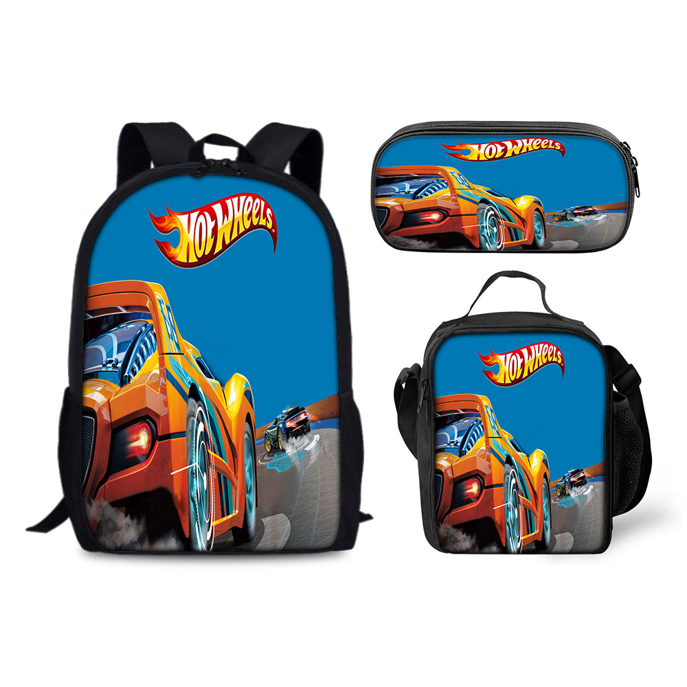 Hot Wheels Backpack Schoolbag Lunch Bag Pencil Bag for Kids Students 3PCS