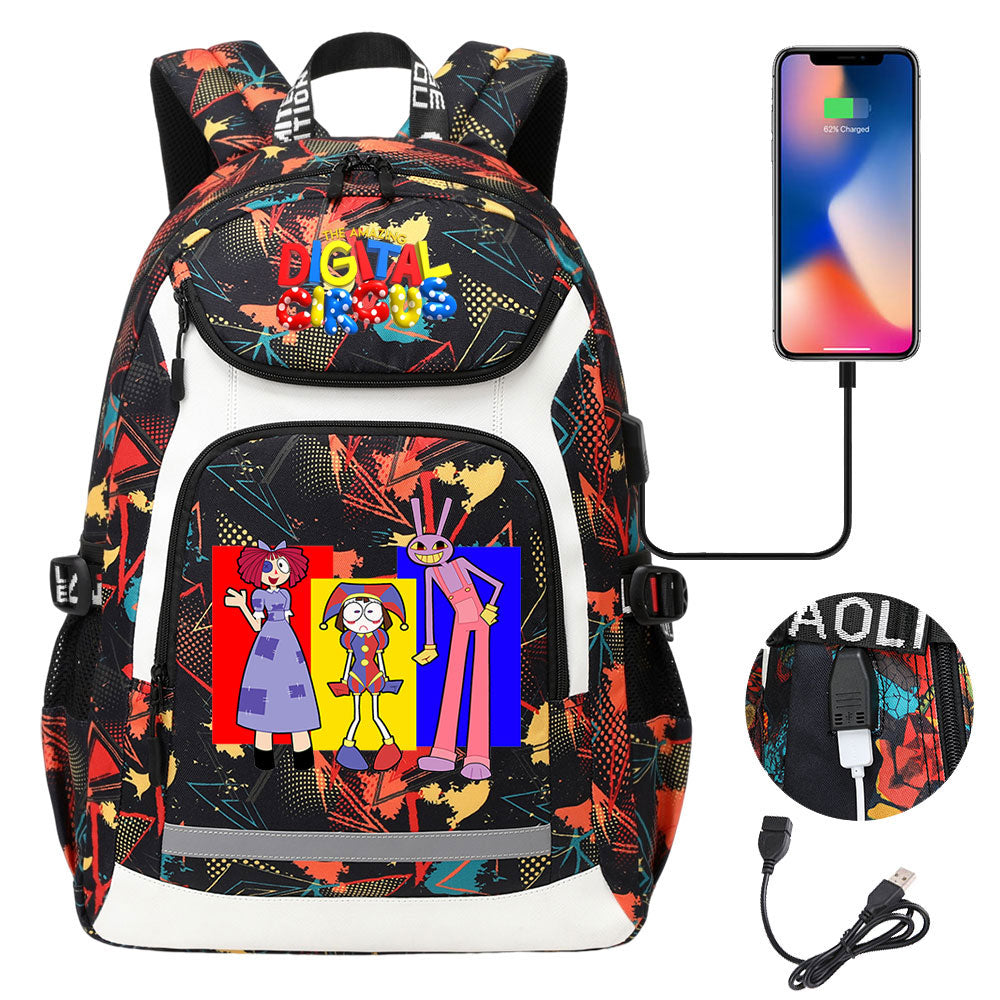 The Amazing Digital Circus USB Charging Backpack School Notebook Travel Bags