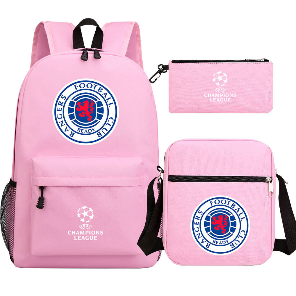 Rangers Football Club Schoolbag Backpack Shoulder Bag Pencil Bag 3pcs set for Kids Students