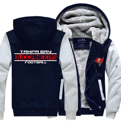 Tampa Bay Football Team Buccaneers Unisex Lined Hoodie Fleece Sweatshirt Full Zipper Hooded Thicken Jacket