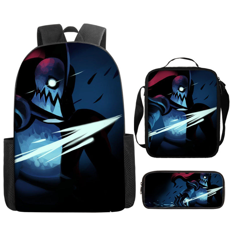 Undertale Full Printed Backpack Schoolbag Travel Notebook Bag Lunch Bag Pencil Bag for Kids Students 3PCS