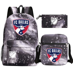 Dallas Soccer Printed Schoolbag Backpack Shoulder Bag Pencil Bag 3pcs set for Kids Students