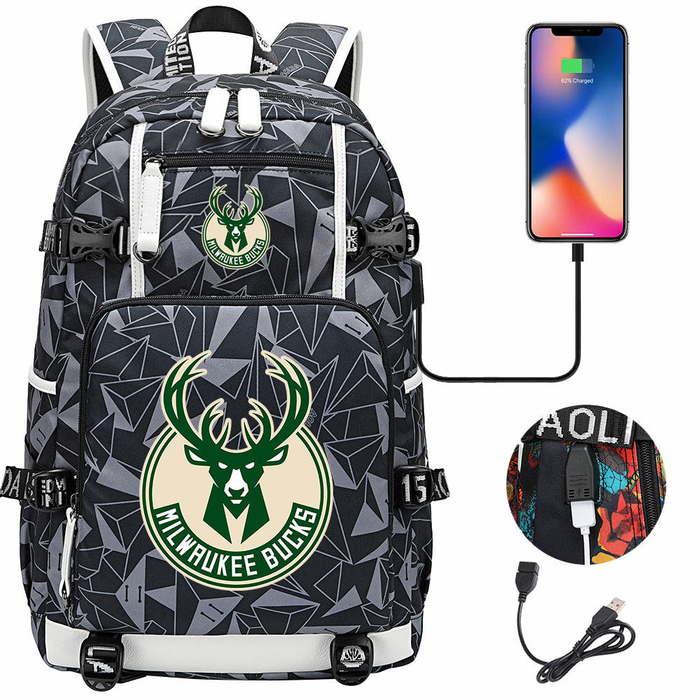 Kobe Black Mamba Curry Bucks Antetokounmpo USB Charging Backpack School Notebook Travel Bags Basketball Bag