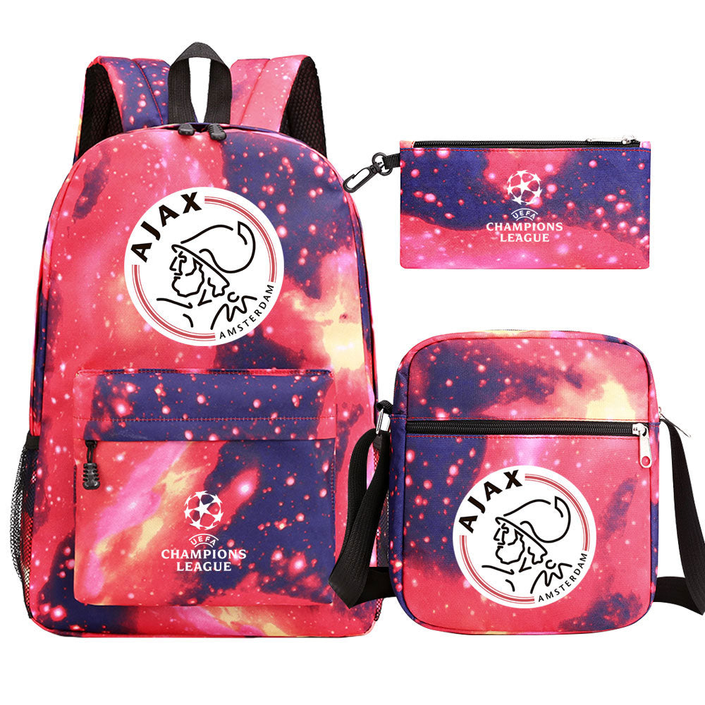 Amsterdamsche Football Club Schoolbag Backpack Shoulder Bag Pencil Bag 3pcs set for Kids Students