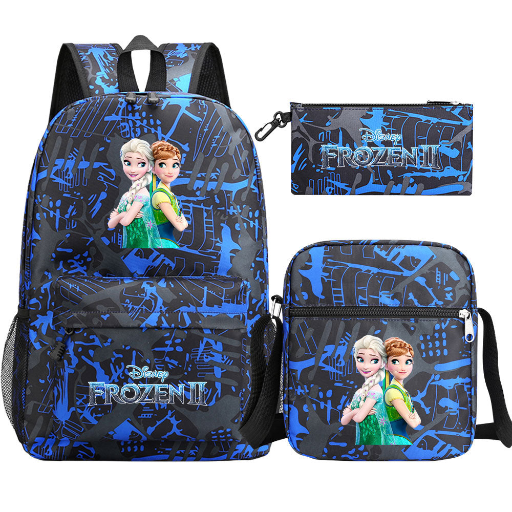 Frozen Elsa Anna Princess  Printed Schoolbag Backpack Shoulder Bag Pencil Bag 3pcs set for Kids Students